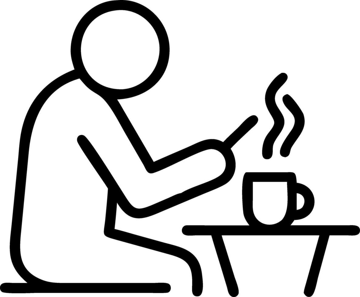 Man journaling in a cozy cafe copy space on right Set A vector