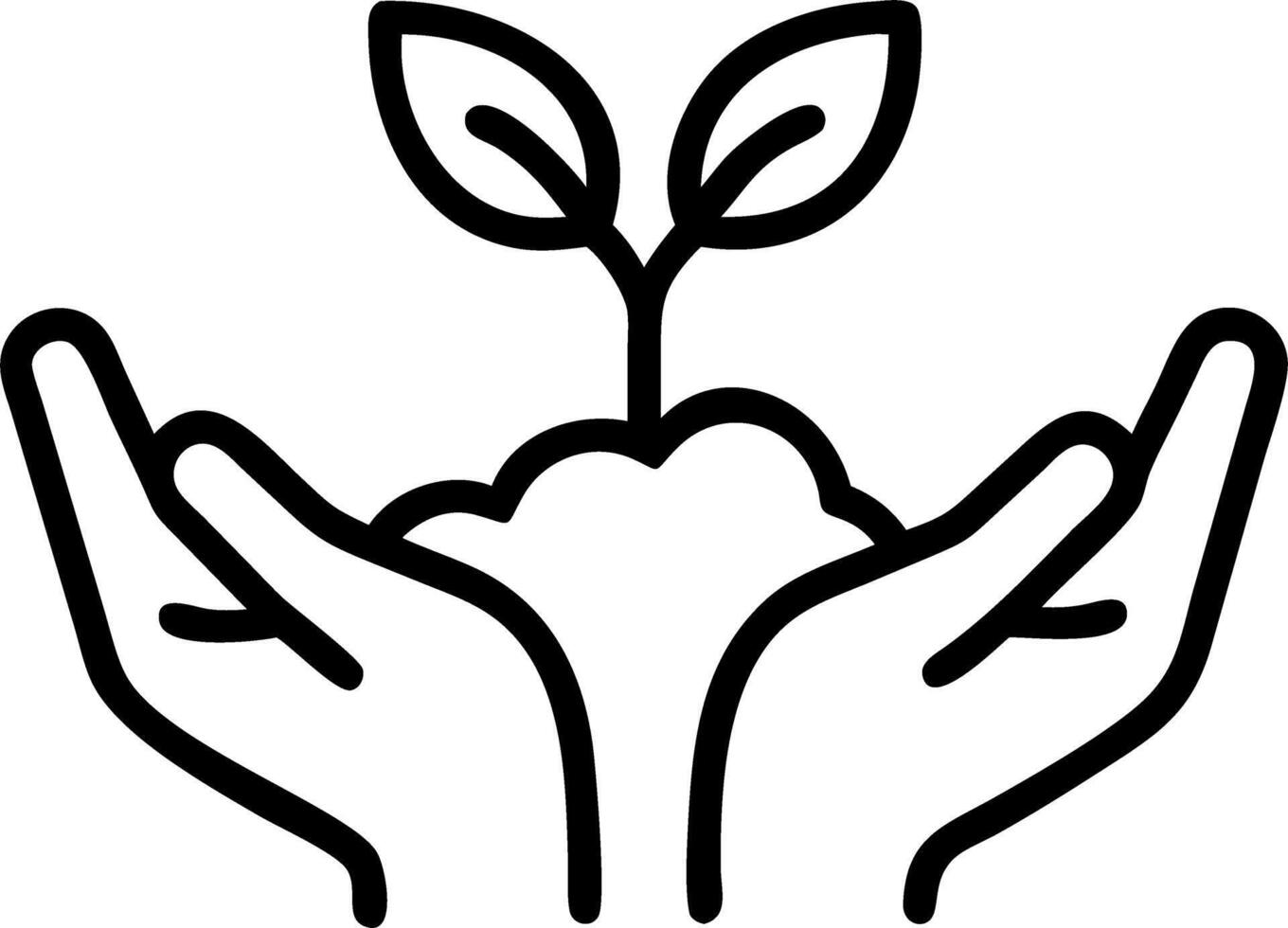 Macro shot of hands holding soil with a young sprout representing growth and renewal Set A vector