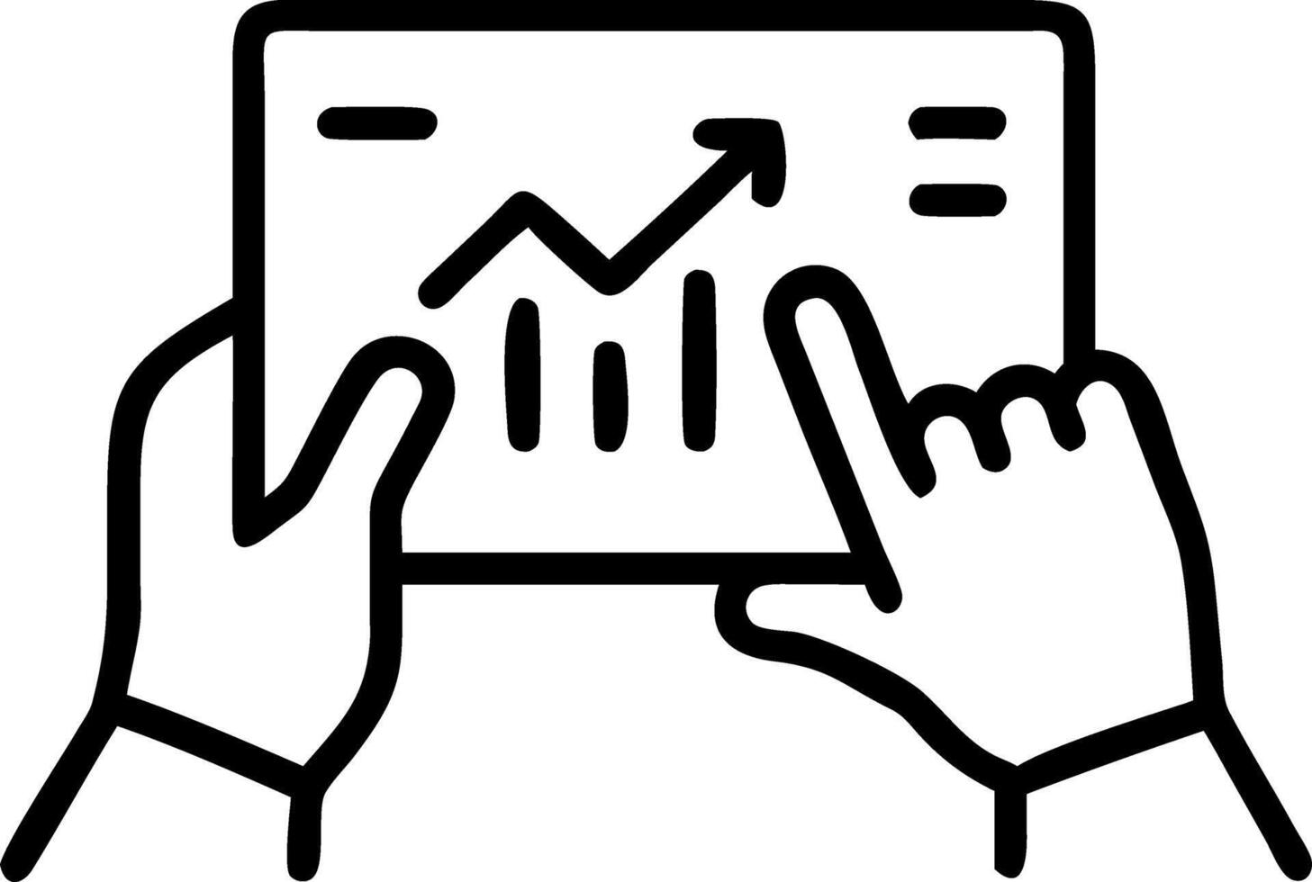 Macro shot of hands using a tablet to manage sustainable investments with green data charts Set A2 vector