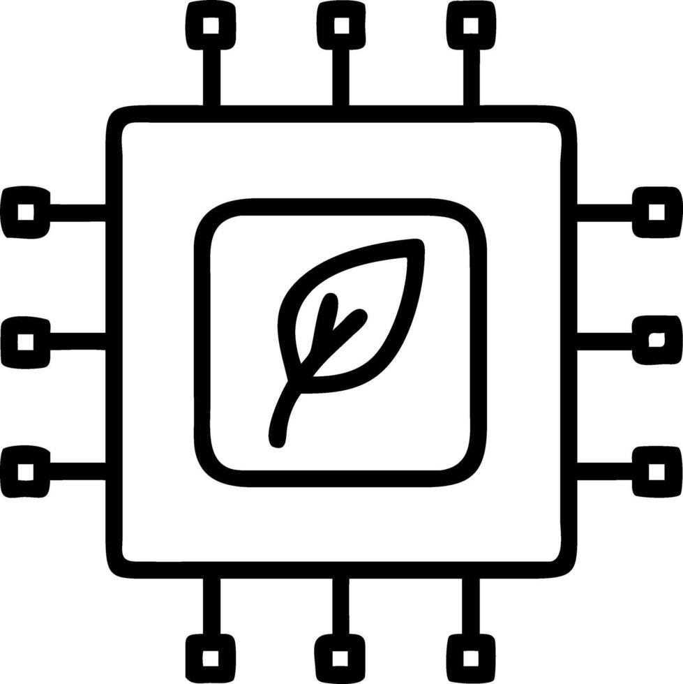 Macro shot of electronic circuit board with green energy symbol vector