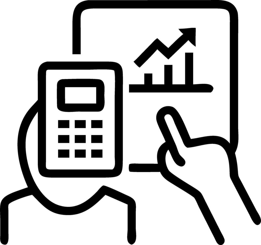 Macro portrait of logistics analyst using spreadsheet vector