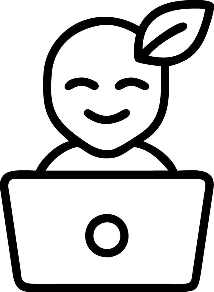 Macro portrait of eco friendly entrepreneur with plant based laptop and sustainable accessories vector