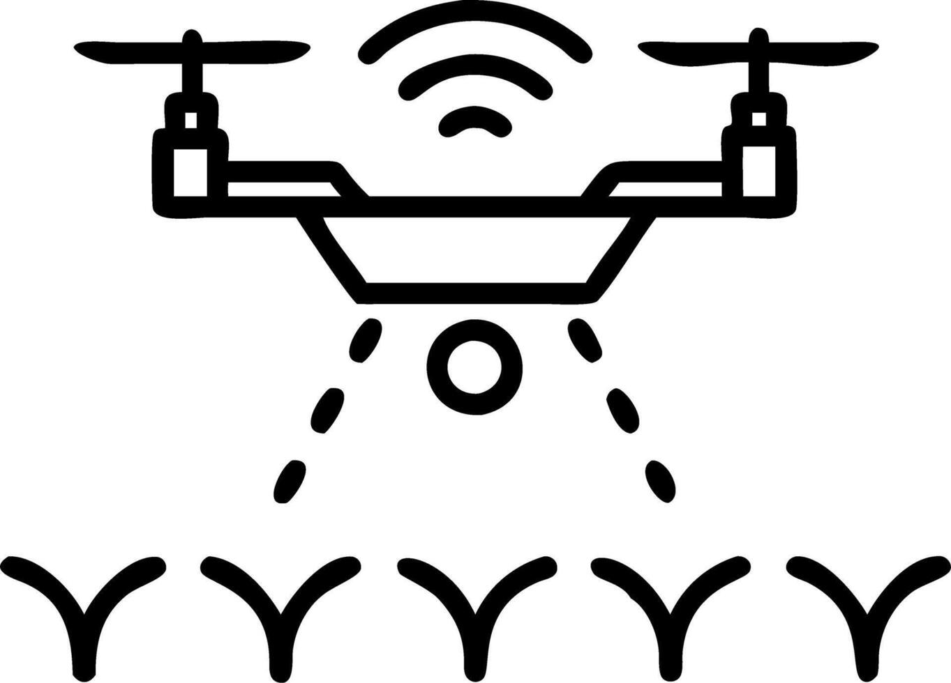 Macro of drone monitoring crops from above Set A vector