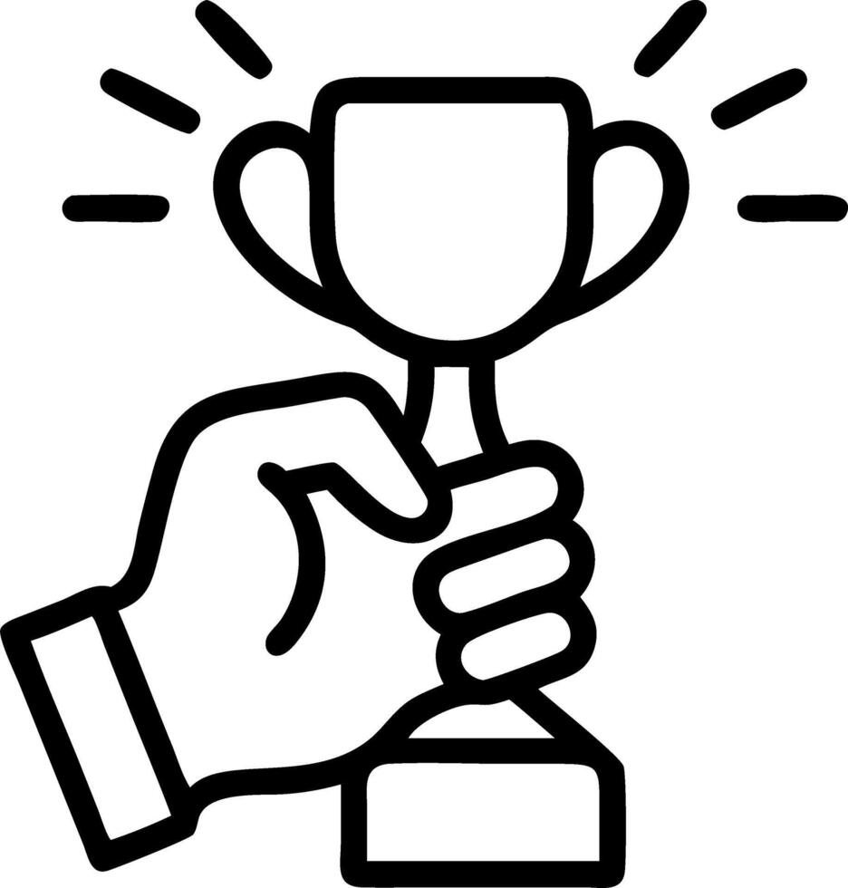 Macro of a young entrepreneurs hand holding a trophy for business success Set A vector