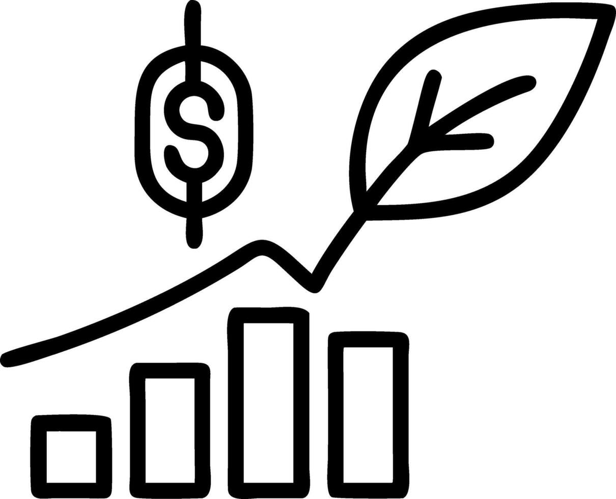 Macro image of a green leaf lying on top of financial charts with copy space vector