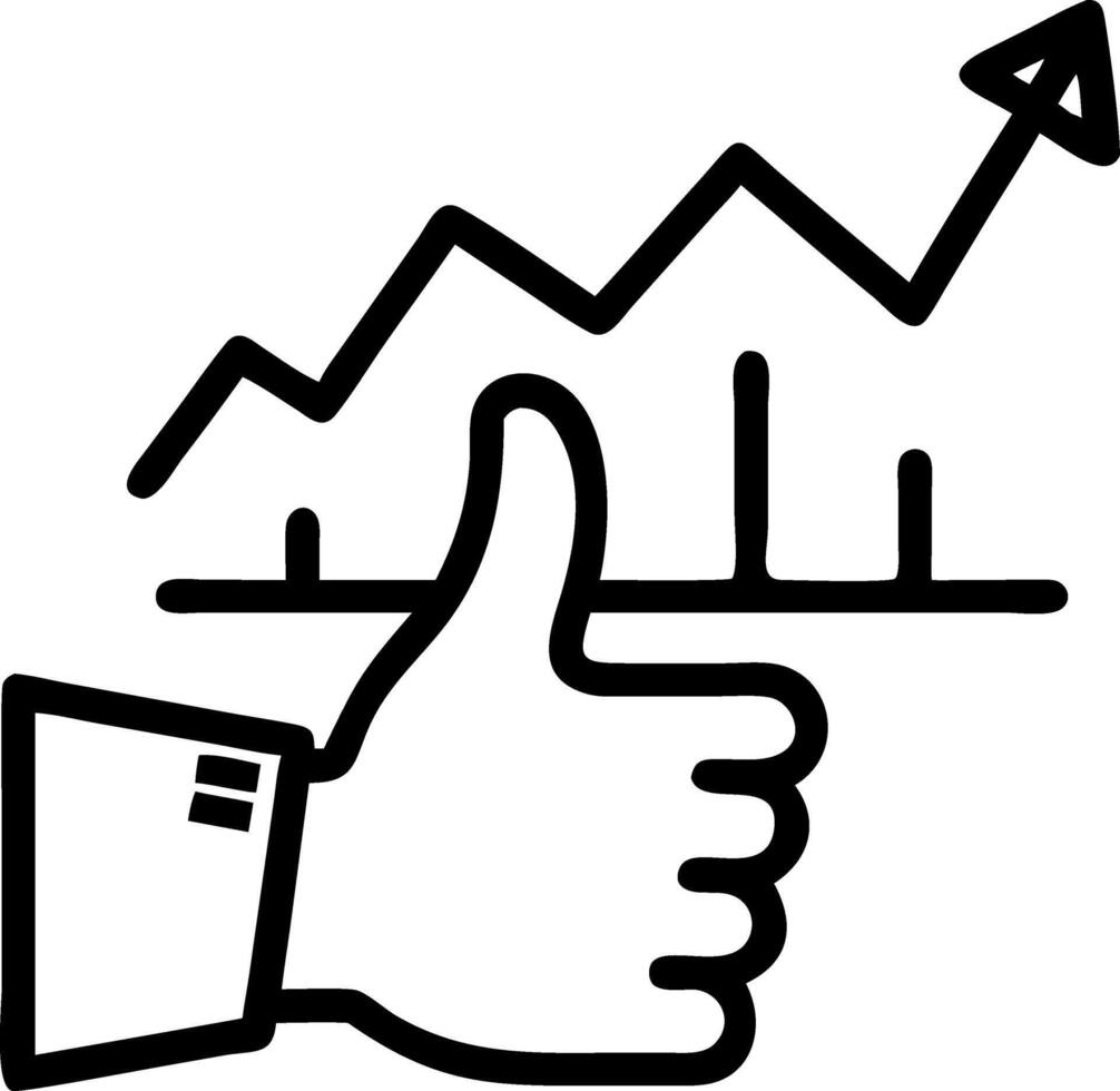 Investor showing thumbs up with stock chart on screen Set A vector