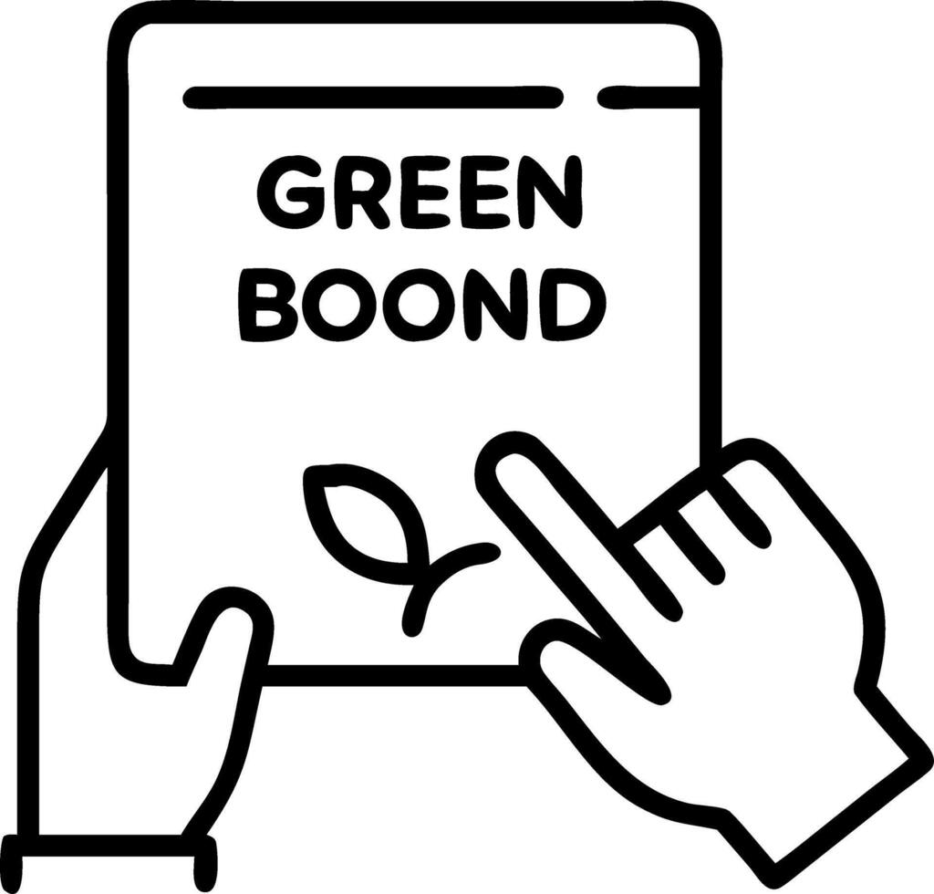 Investor checking green bond data on digital tablet with nature background Set A vector
