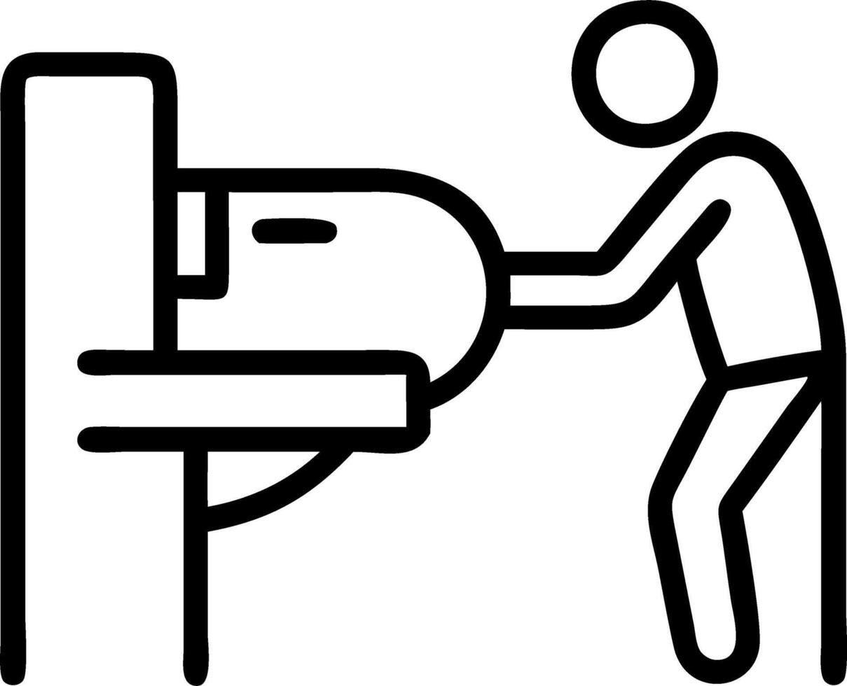 Healthcare technician adjusting MRI scanner for patient vector