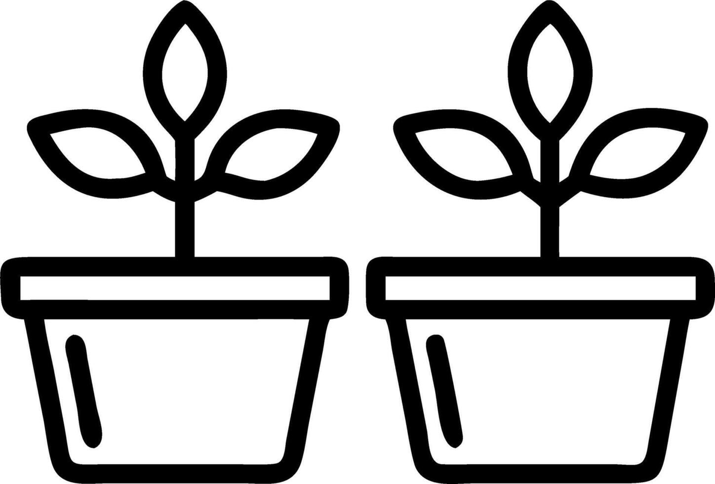 Herb seedlings growing in glossy black pots on plain background Set A vector
