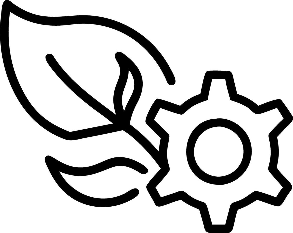 Hovering leaf integrated with cogwheel vector
