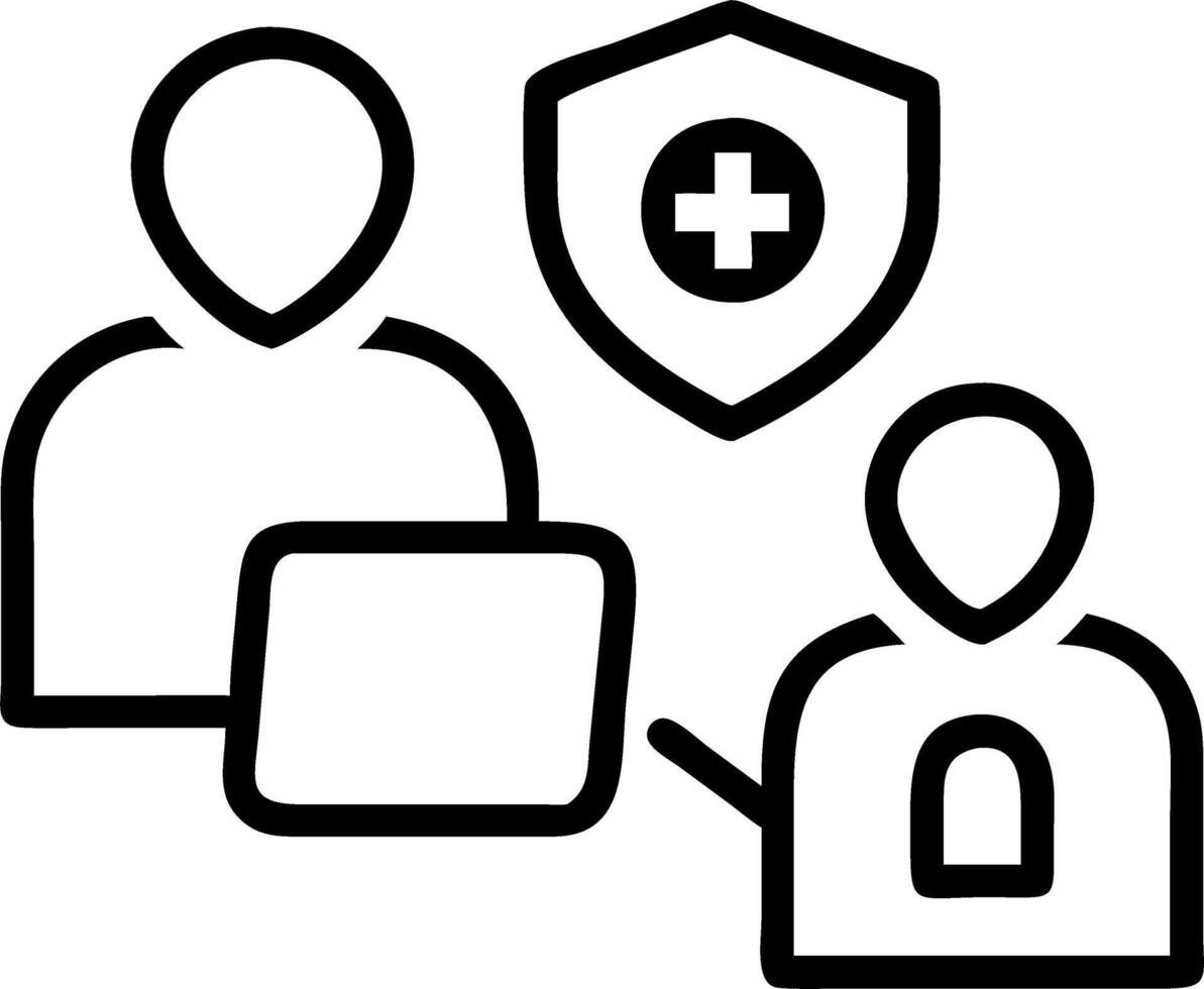 Healthcare professionals securing patient data with copy space vector