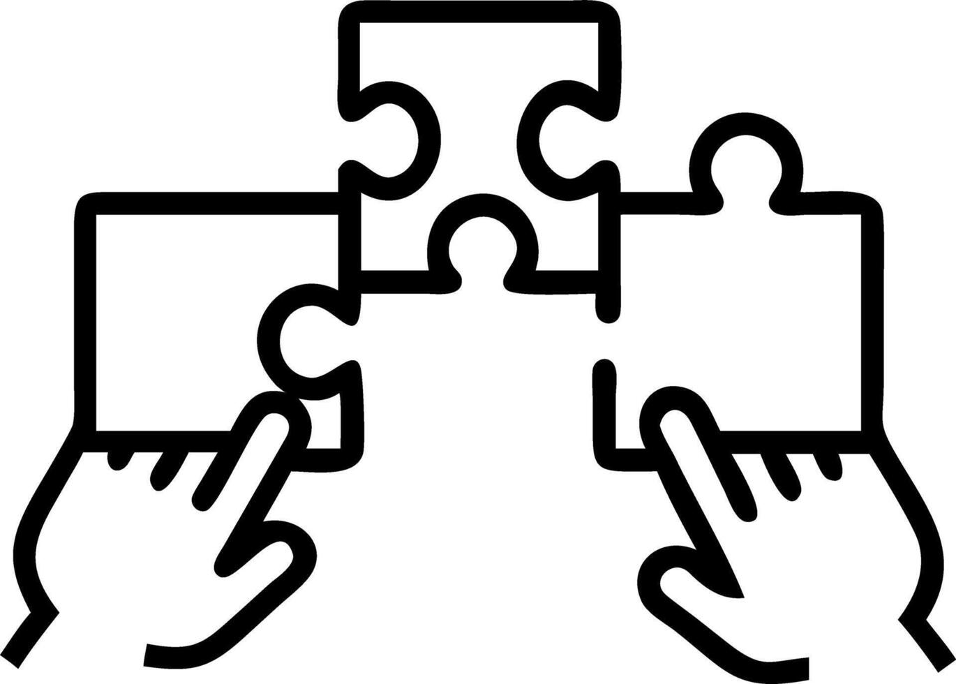Hands placing final puzzle piece isolated on white background Set A vector