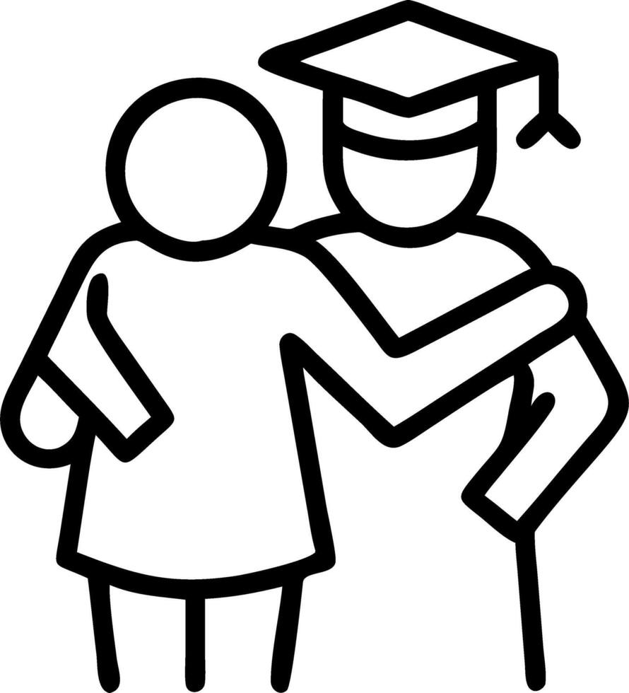 Graduate and family members hugging outdoors copy space on right Set A vector