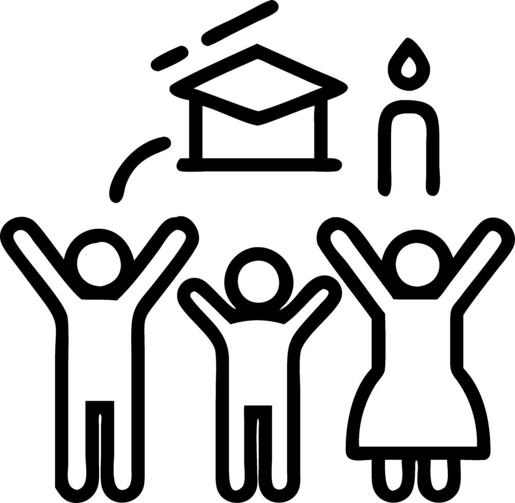Graduate and family celebrating with cake indoors copy space on right Set A vector