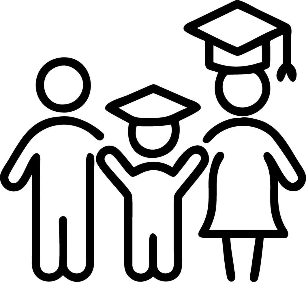 Graduate and family members smiling at outdoor celebration copy space on right Set A vector