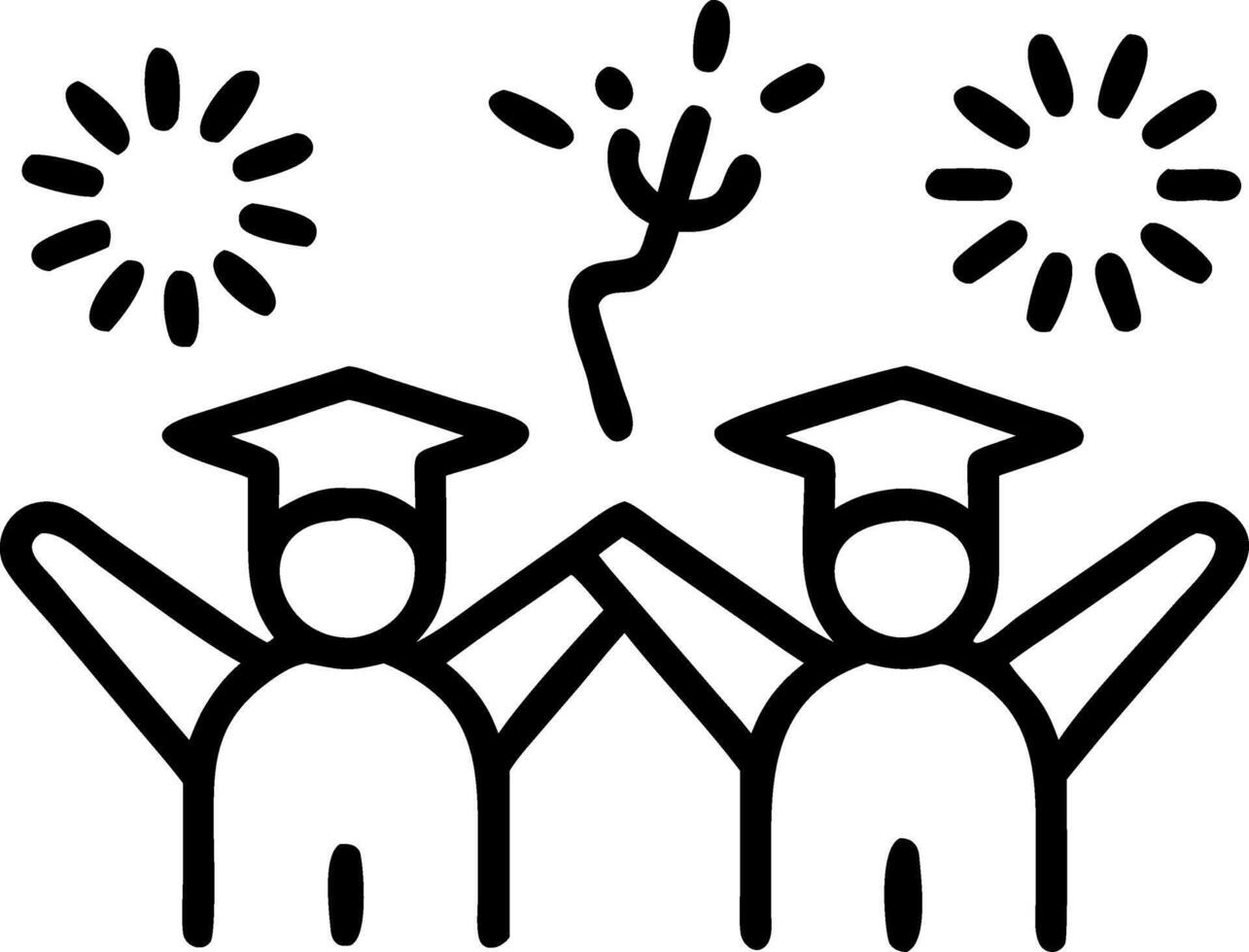 Graduate and friends enjoying outdoor fireworks celebration copy space on right Set A vector