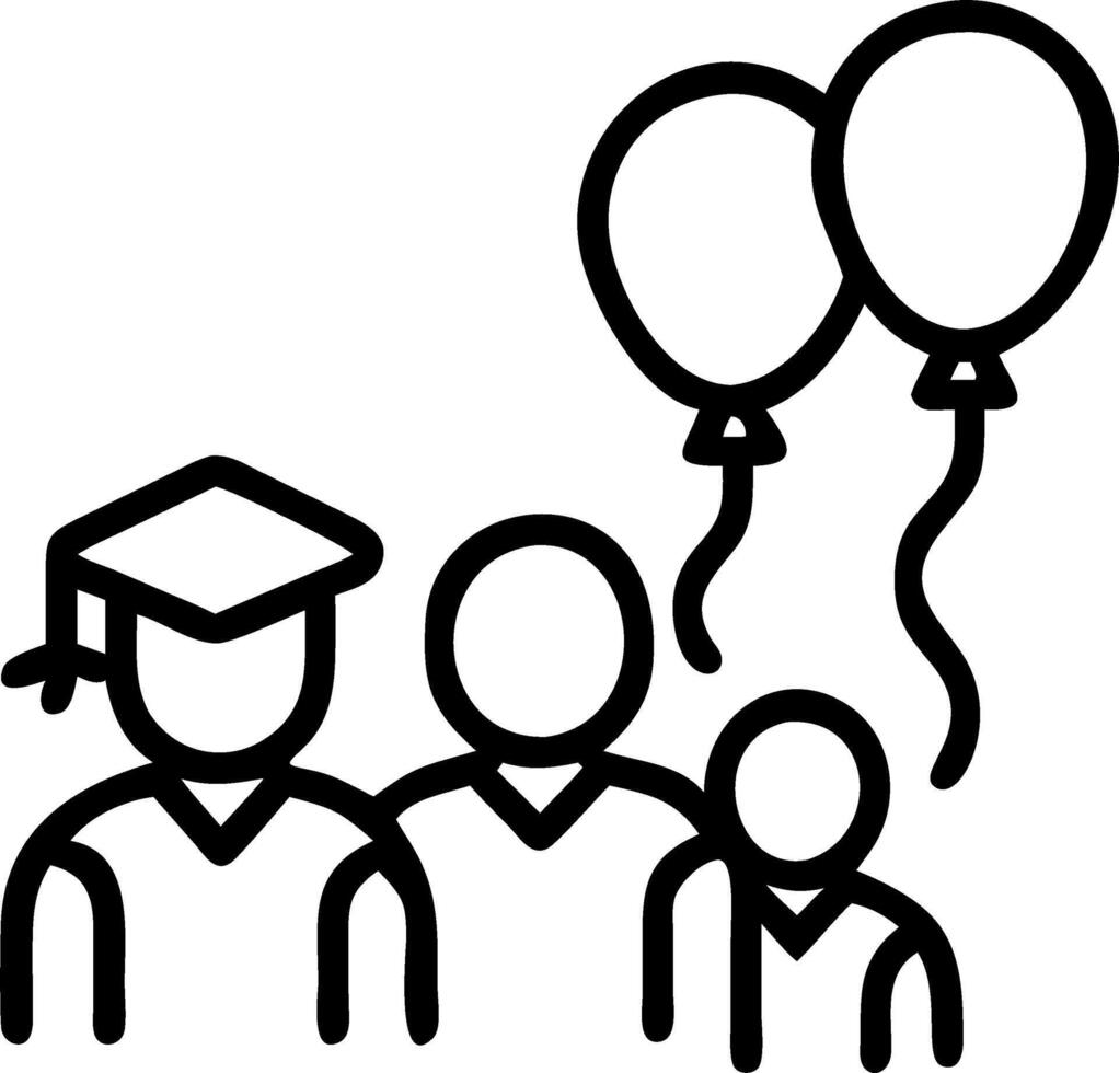 Graduate and family celebrating with balloons indoors copy space on right Set A vector