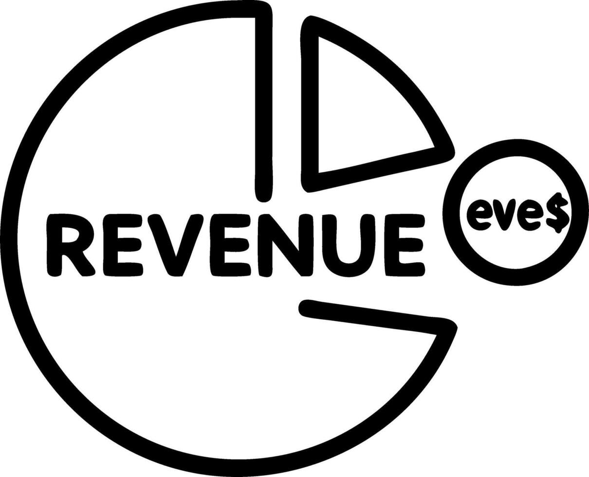 Glossy blue background with pie chart icon split into revenue sectors vector