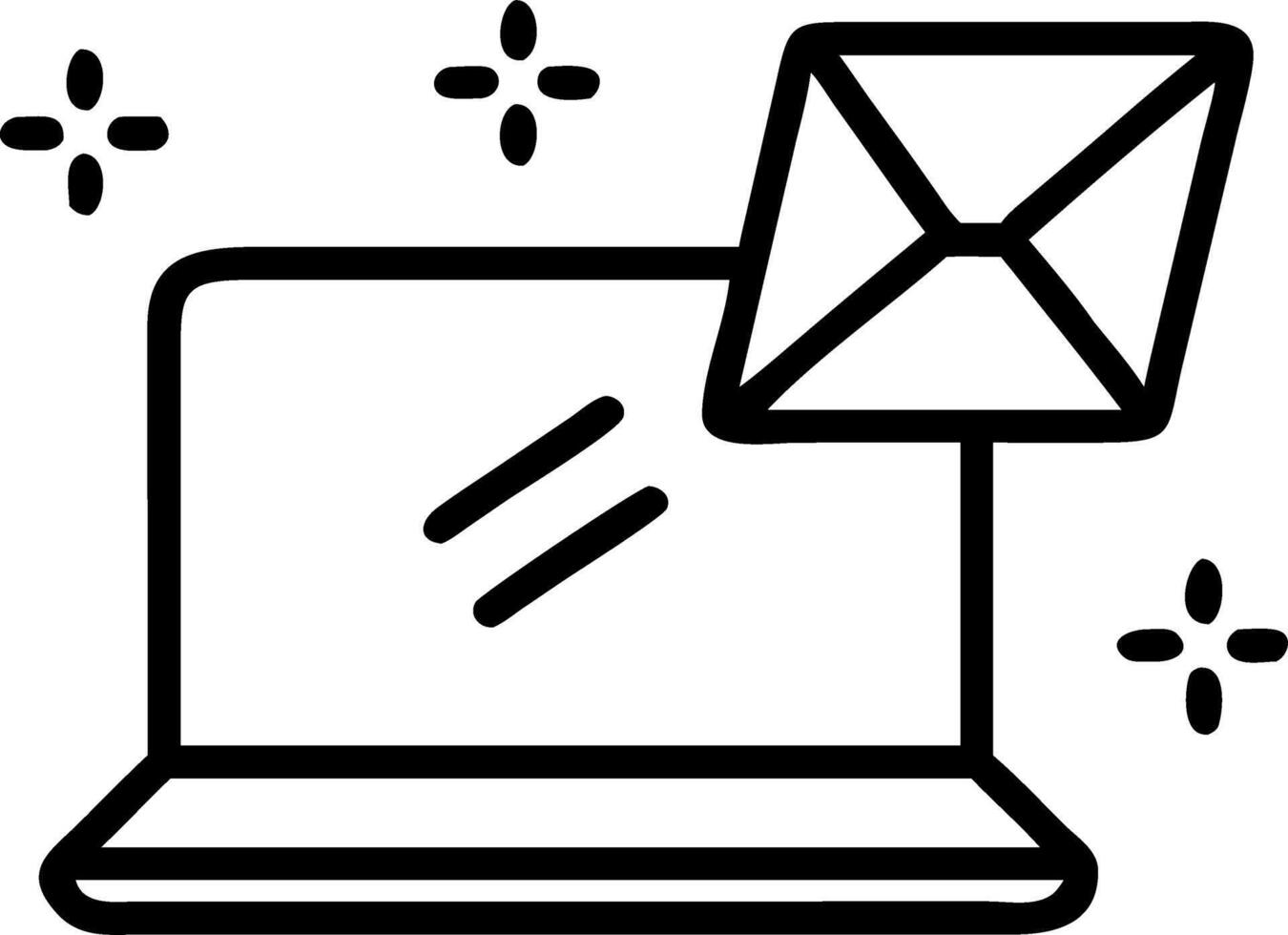 Floating first job offer envelope and laptop vector