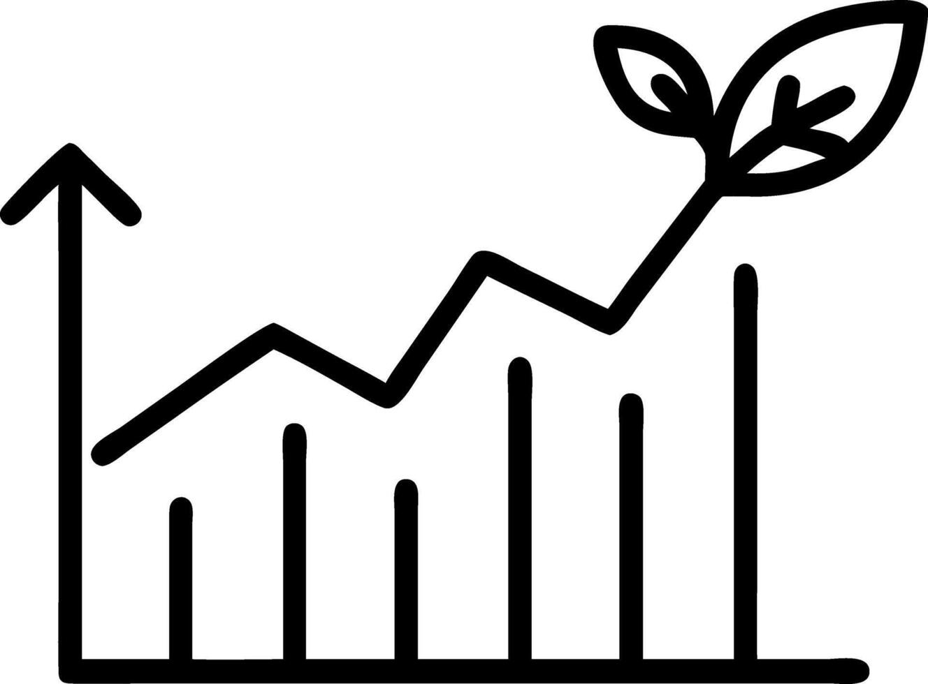 Financial chart with green upward trend and leaf icons and copy space Set A vector