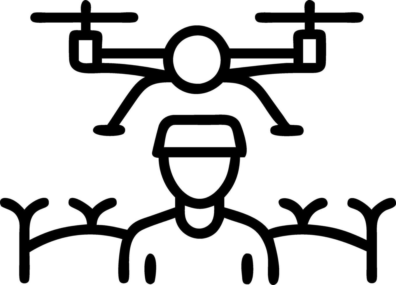 Farmer using drone in field with copy space Set A vector