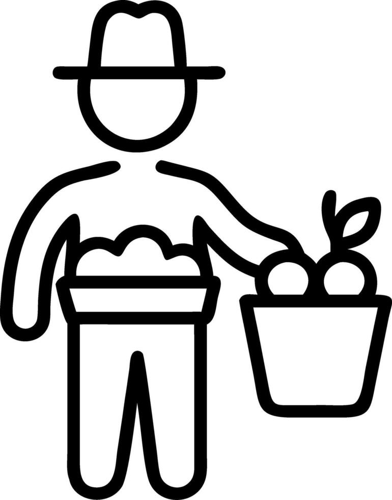 Farmer holding a basket of organic produce vector