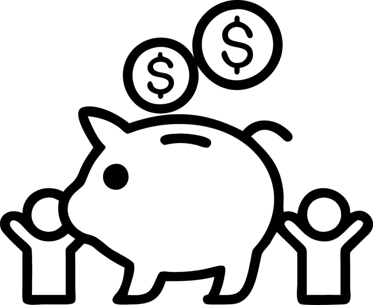 Family saving money in globe shaped piggy bank with copy space Set A vector
