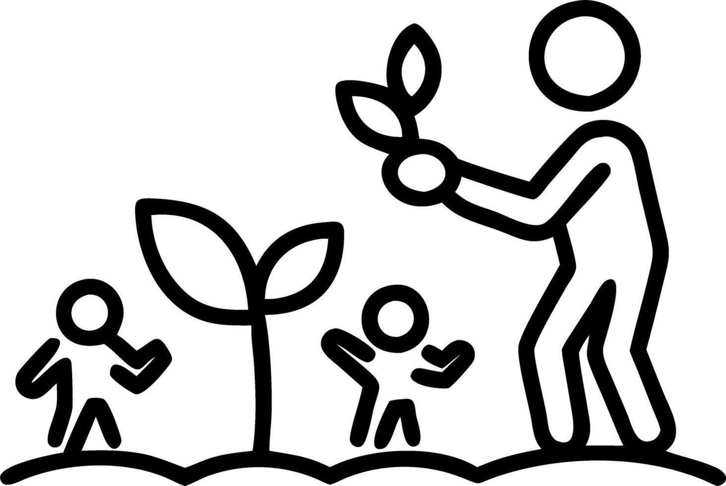 Family planting seeds in community urban garden Set A vector
