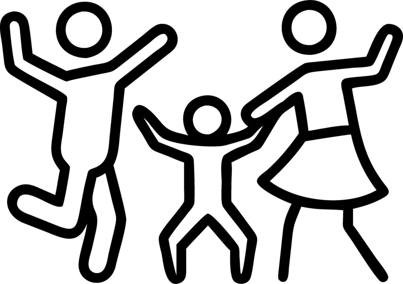Family dancing together in the living room candid expressions of happiness copy space on bottom Set 2 vector