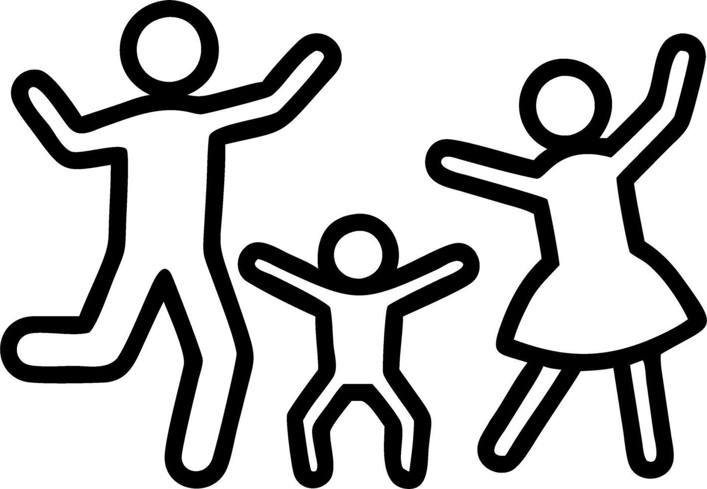 Family dancing together in the living room candid expressions of happiness copy space on bottom vector