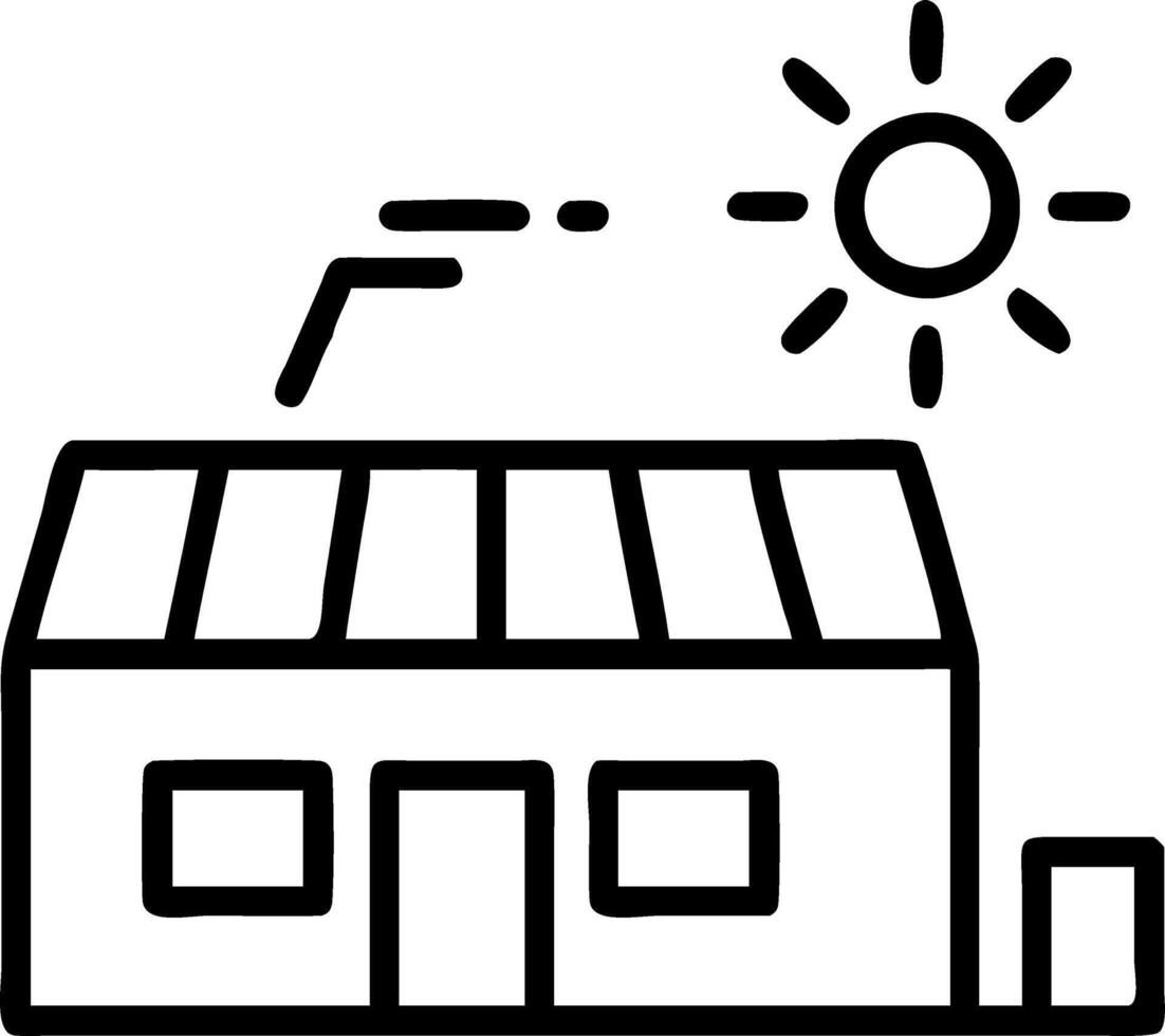 Factory exterior with solar panels installed Set A vector