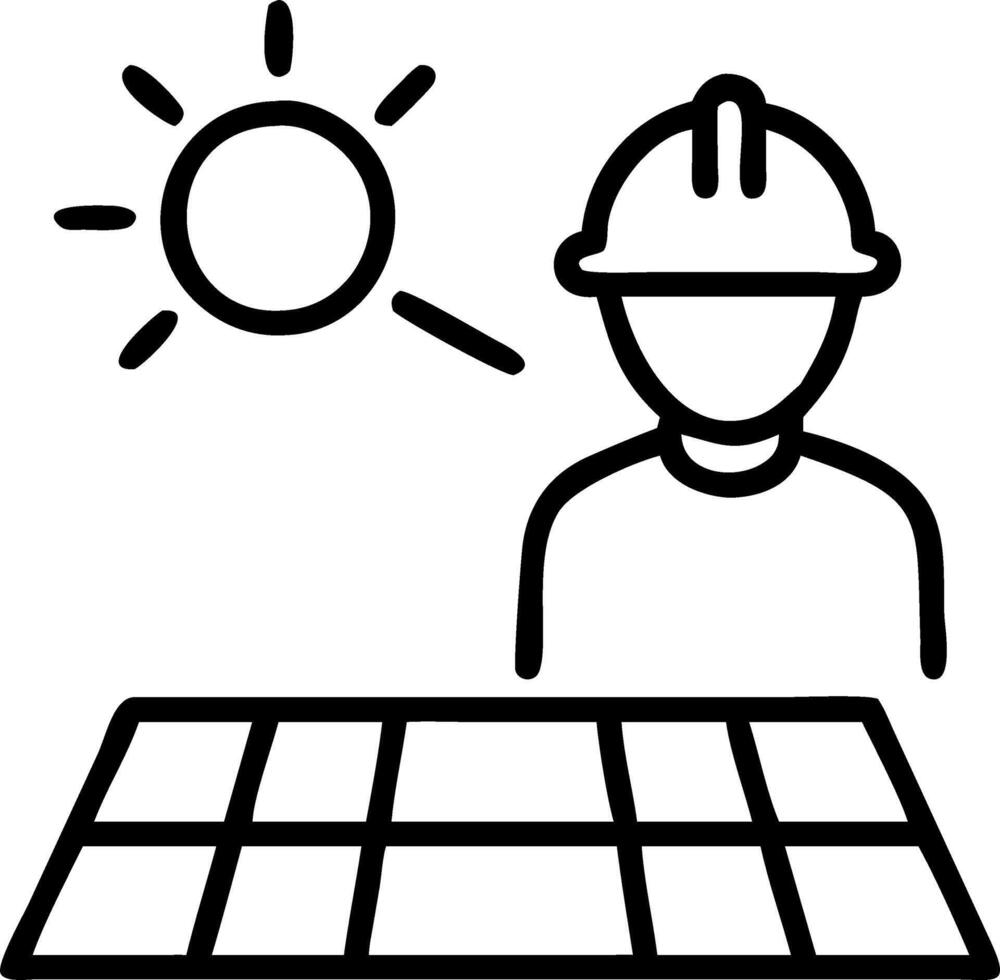 Engineer inspecting solar panels on factory roof Set 3 vector