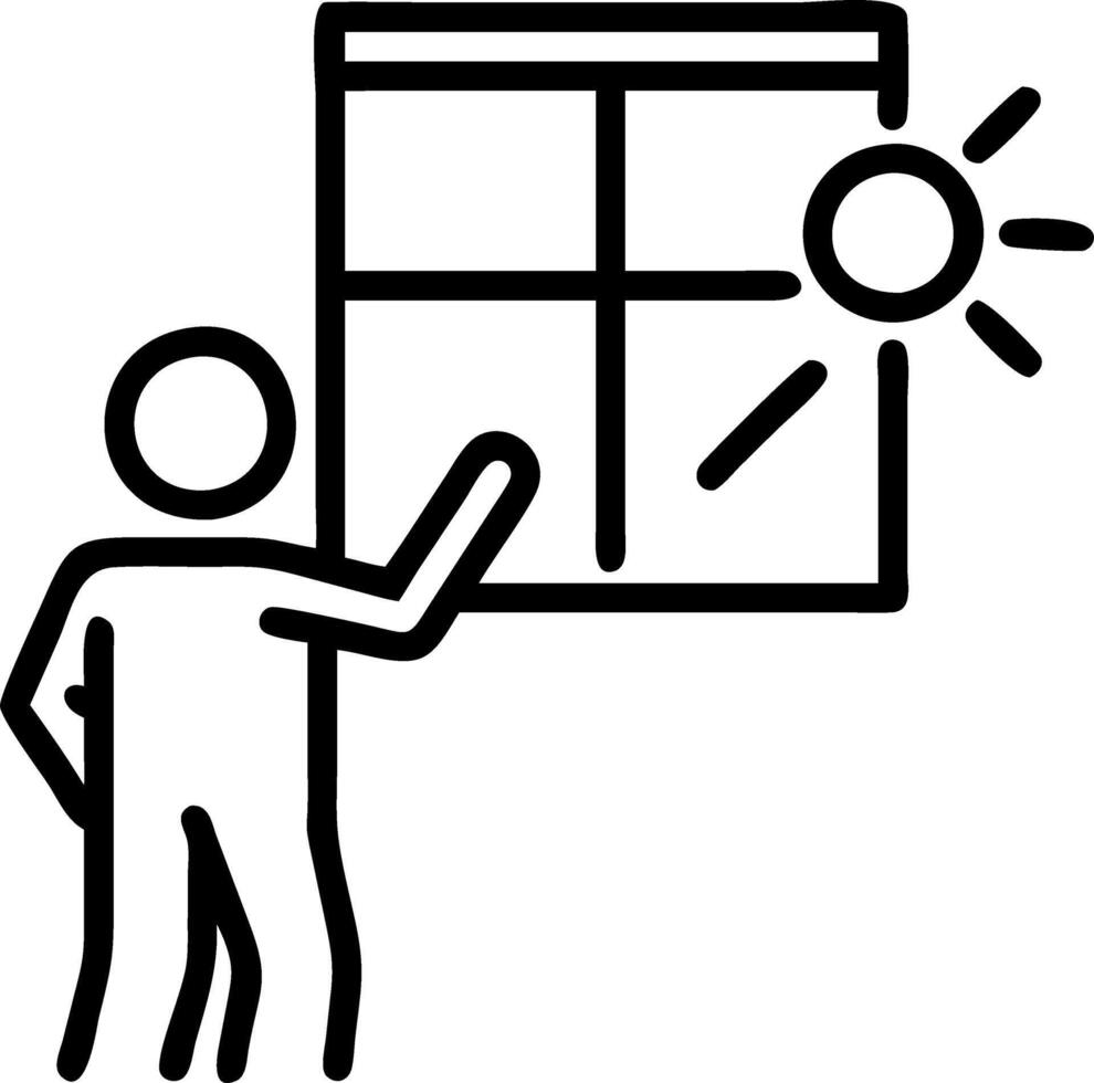 Employees installing office solar blinds Set A vector