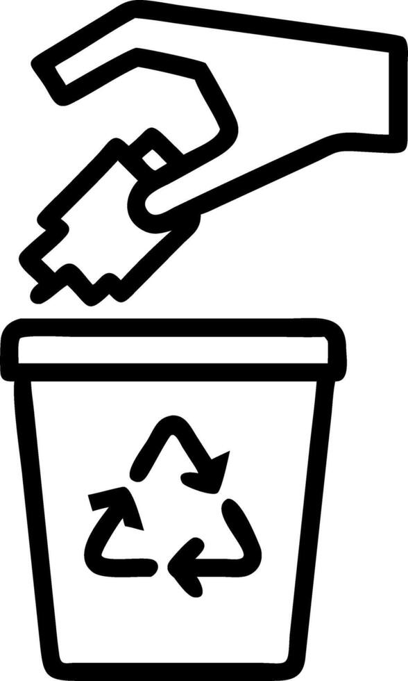 Employee placing paper in recycling bin with bold recycling symbol on bin Set A vector