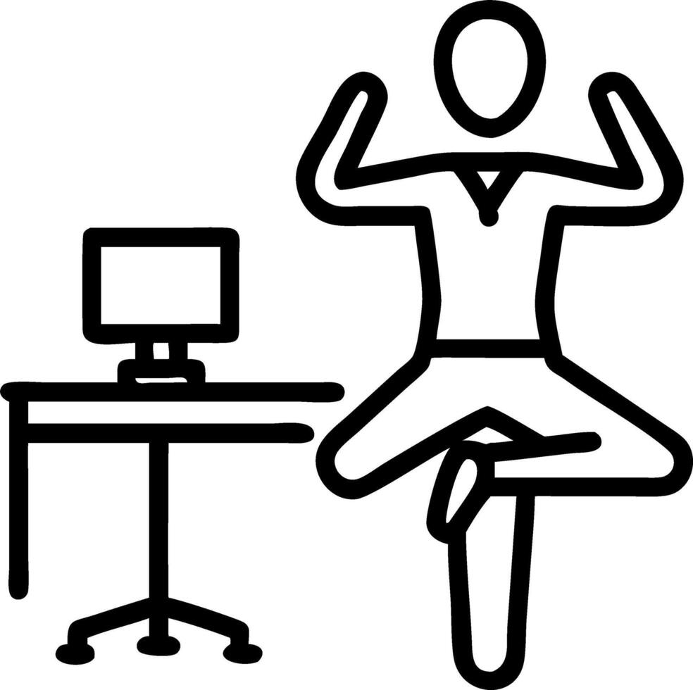 Employee practicing yoga at the office Set A6 vector