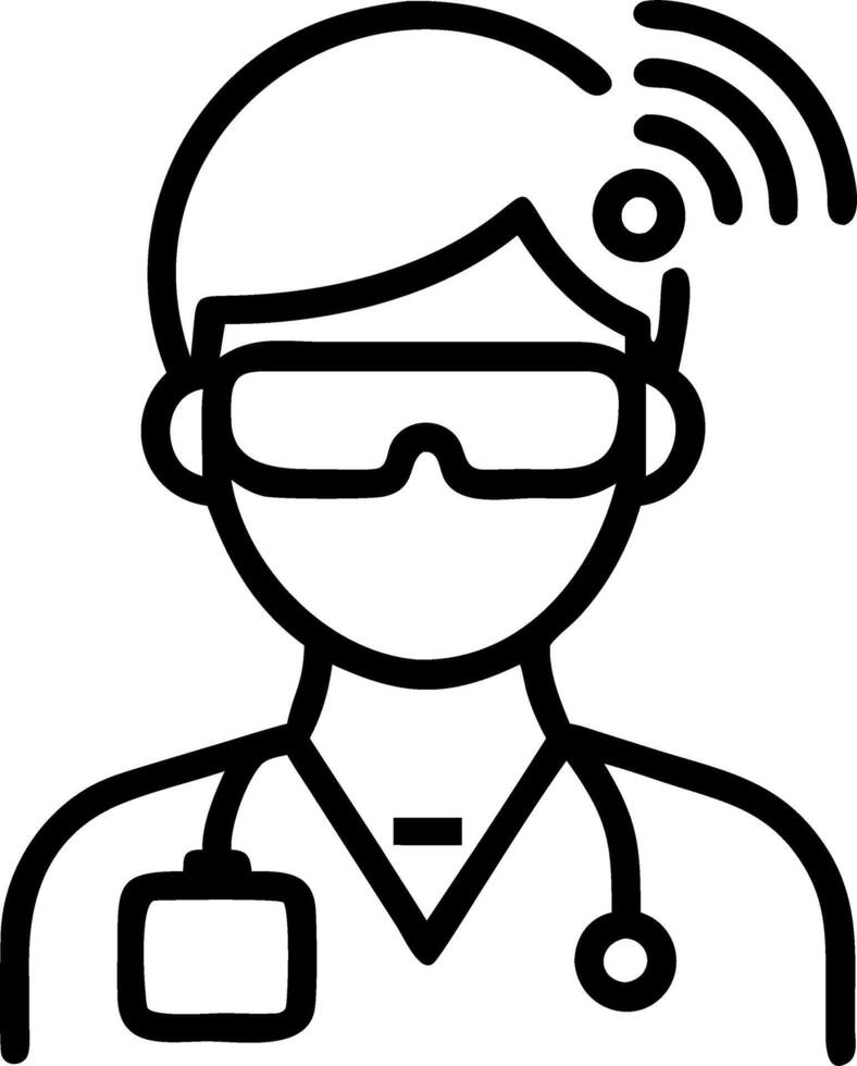 Doctor wearing smart glasses for remote consultation assistance Set A vector