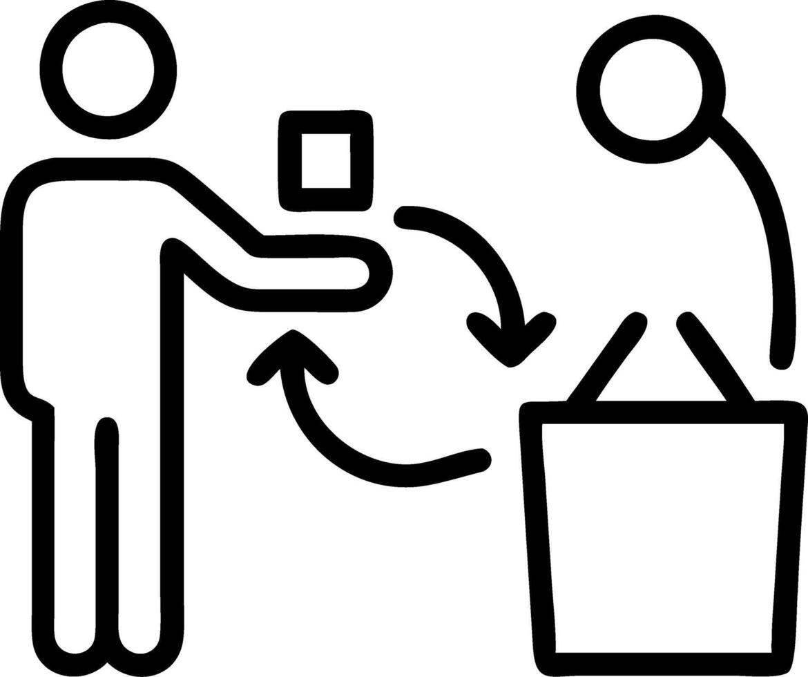 Customer exchanging packaging at store eco friendly return station Set A vector