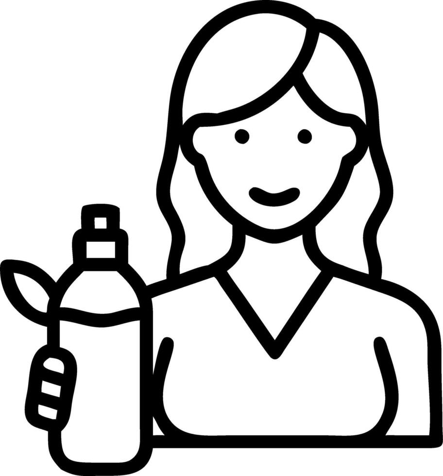Close up portrait of a businesswoman holding a reusable water bottle with a green office background Set A vector
