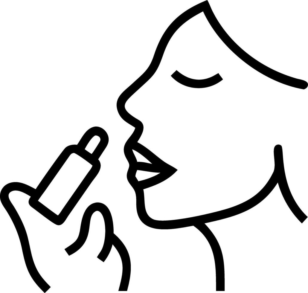 Close up of woman applying lip balm with soft abstract background copy space on right Set A vector
