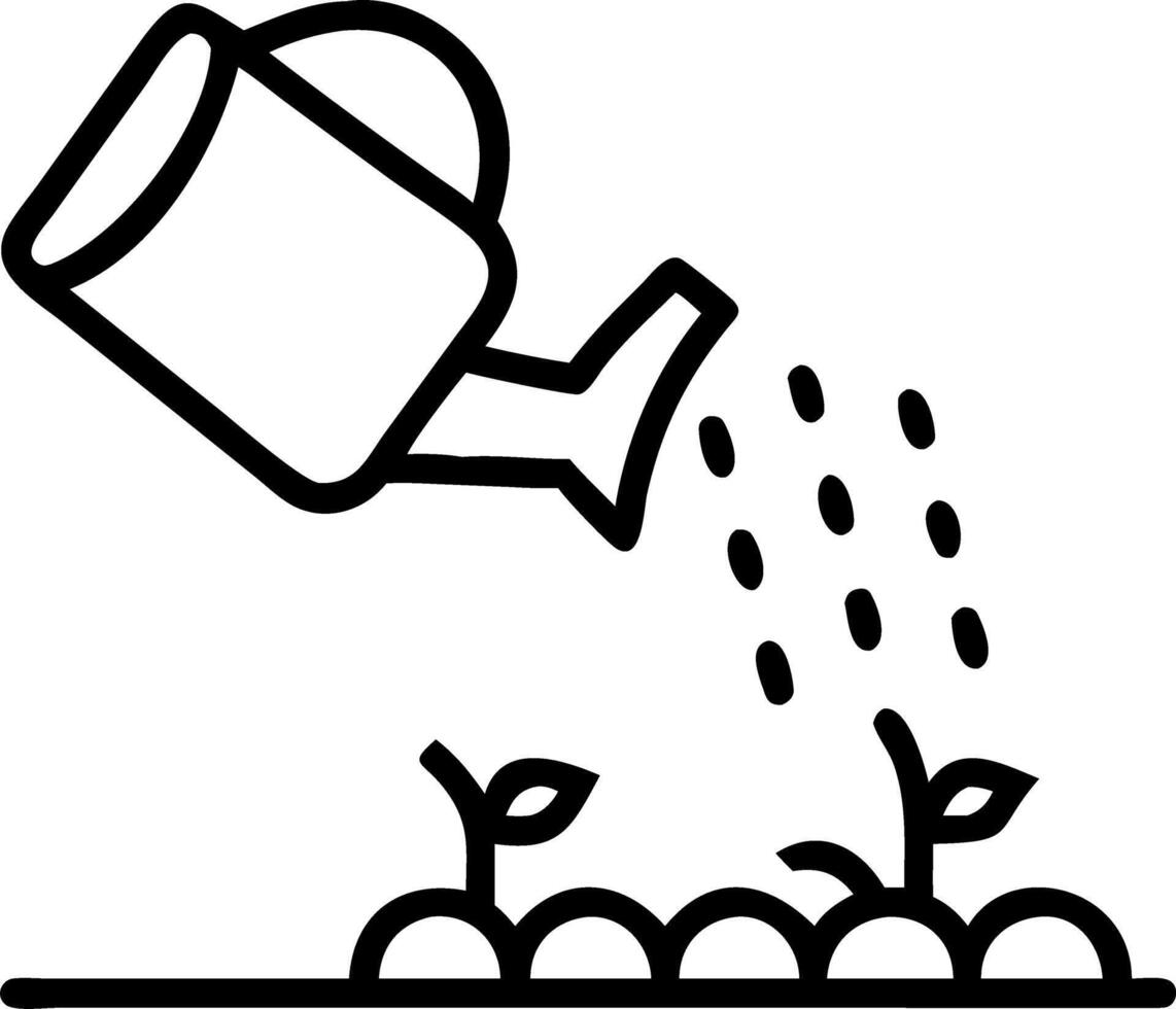 Close up of watering can sprinkling rooftop vegetable bed Set A vector
