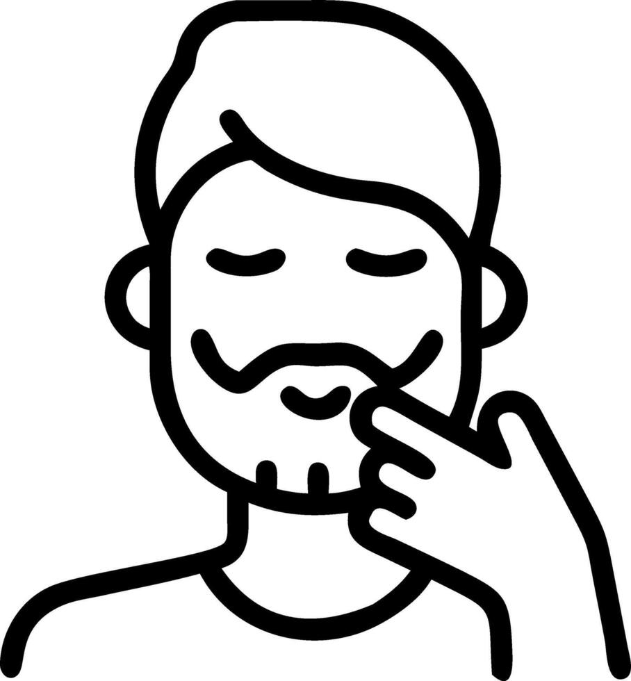 Close up of man grooming his beard with beard care products copy space below Set A vector