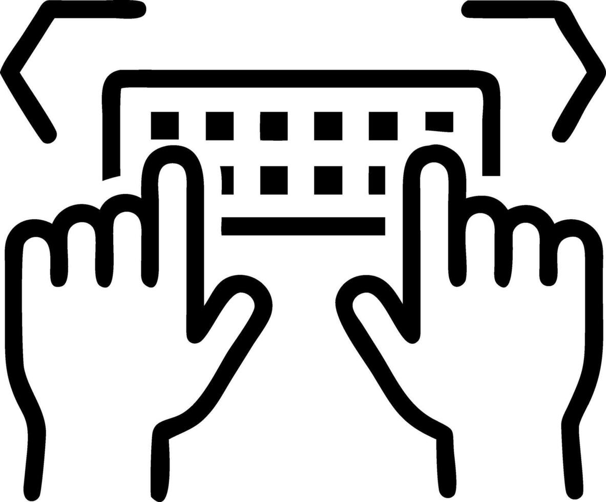 Close up of hands typing on futuristic keyboard with holograms copy space below Set A vector