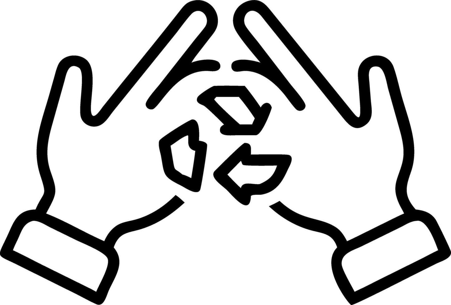 Close up of hands sorting recyclable materials Set A vector