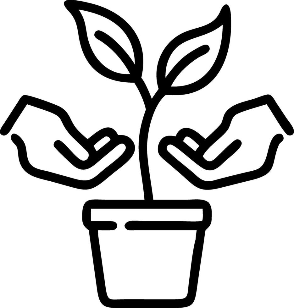 Close up of hands planting a green seedling in eco friendly pot symbolizing sustainable growth Set A vector