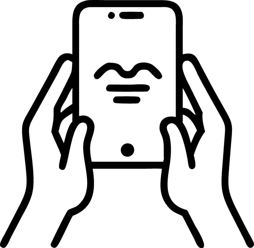 Close up of hands holding smartphone with meditation app vector