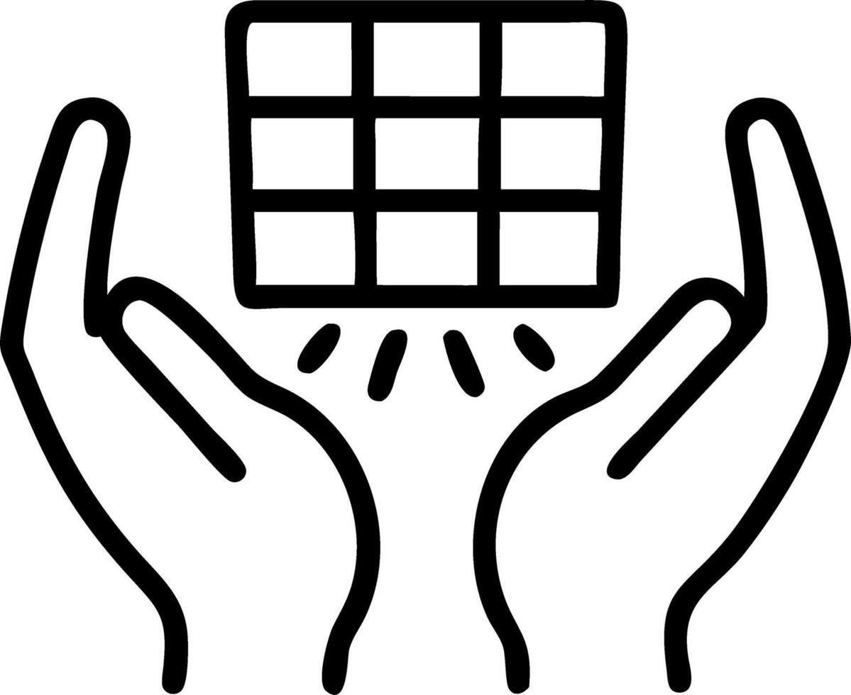 Close up of hands holding a small solar panel Set A vector
