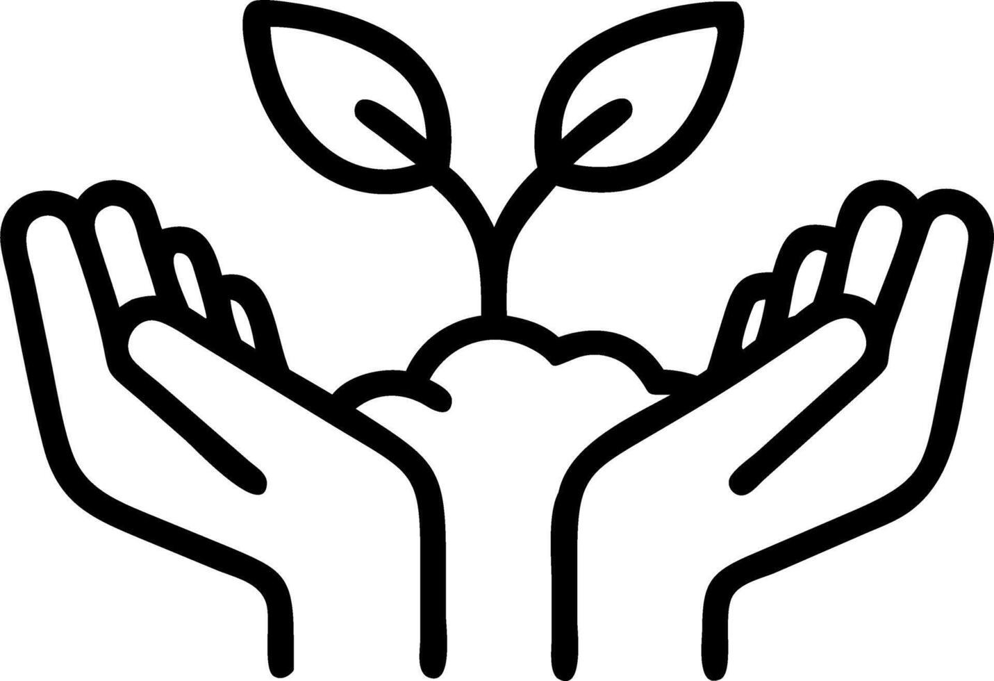 Close up of hands holding a small plant with dew drops with copy space Set A vector
