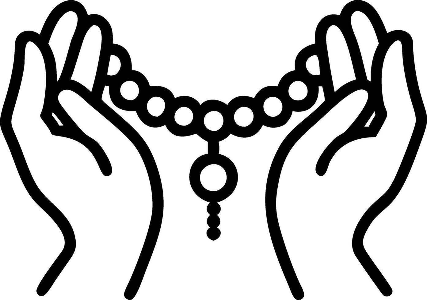 Close up of hands holding meditation beads vector