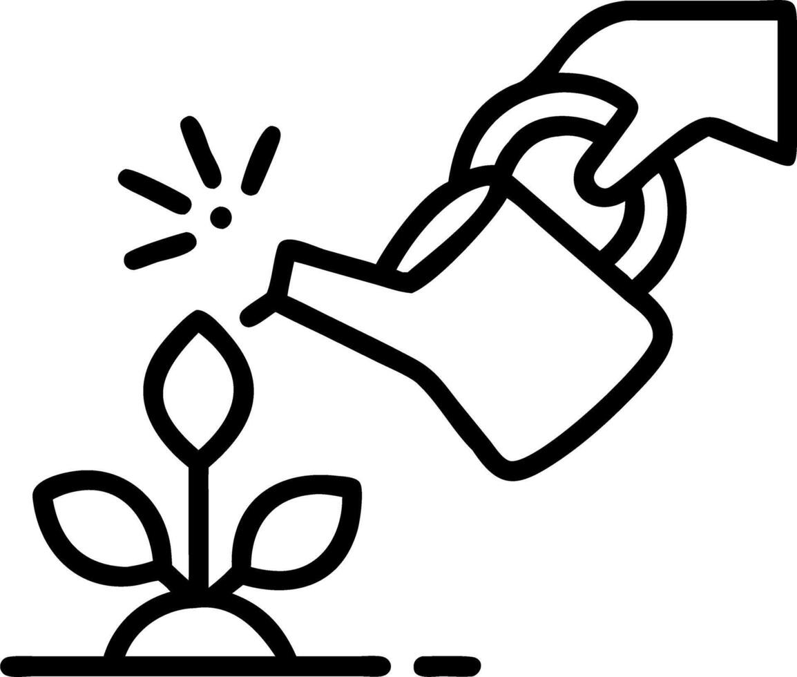 Close up of hand watering plants with sunlight Set A vector