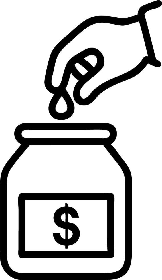 Close up of hand placing coin into jar labeled Investments Set A vector